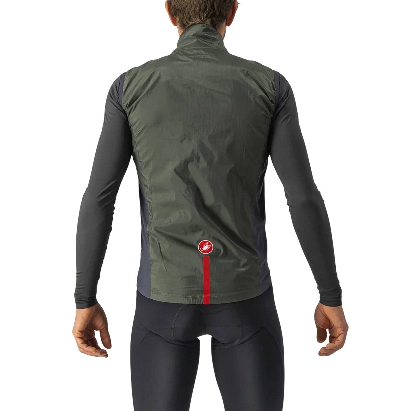 Khaki Green - Back - Castelli Mens Squadra Reflective Cycling Gilet