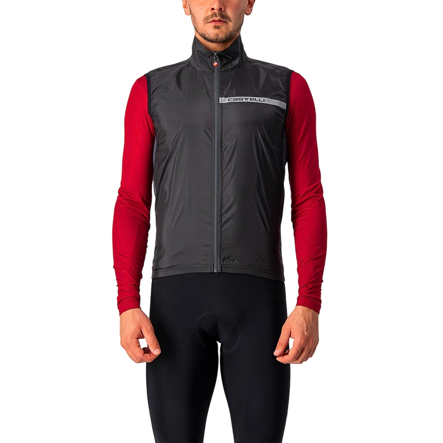 Light Black - Side - Castelli Mens Squadra Reflective Cycling Gilet