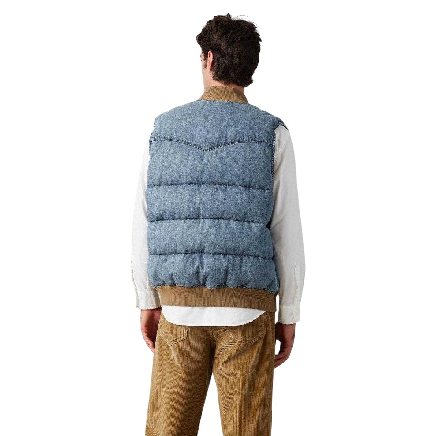 Light Blue-Brown - Back - Levis Mens Western Puffer Gilet