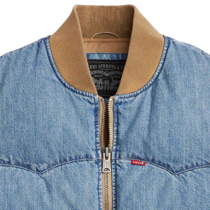 Light Blue-Brown - Side - Levis Mens Western Puffer Gilet