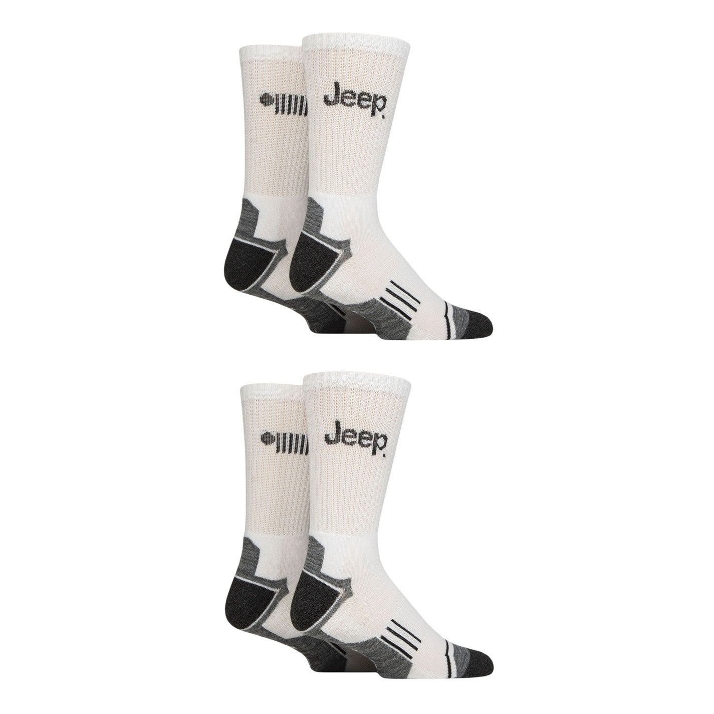 White - Back - Jeep Mens Crew Socks (Pack of 4)
