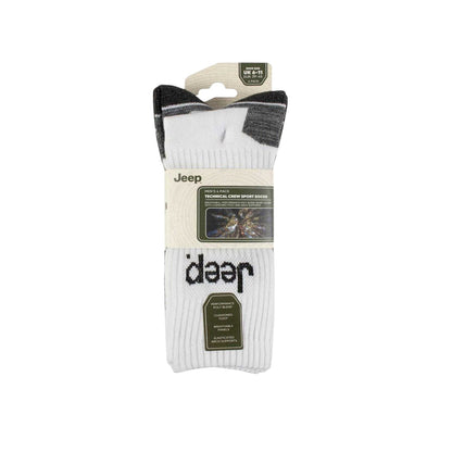 White - Side - Jeep Mens Crew Socks (Pack of 4)