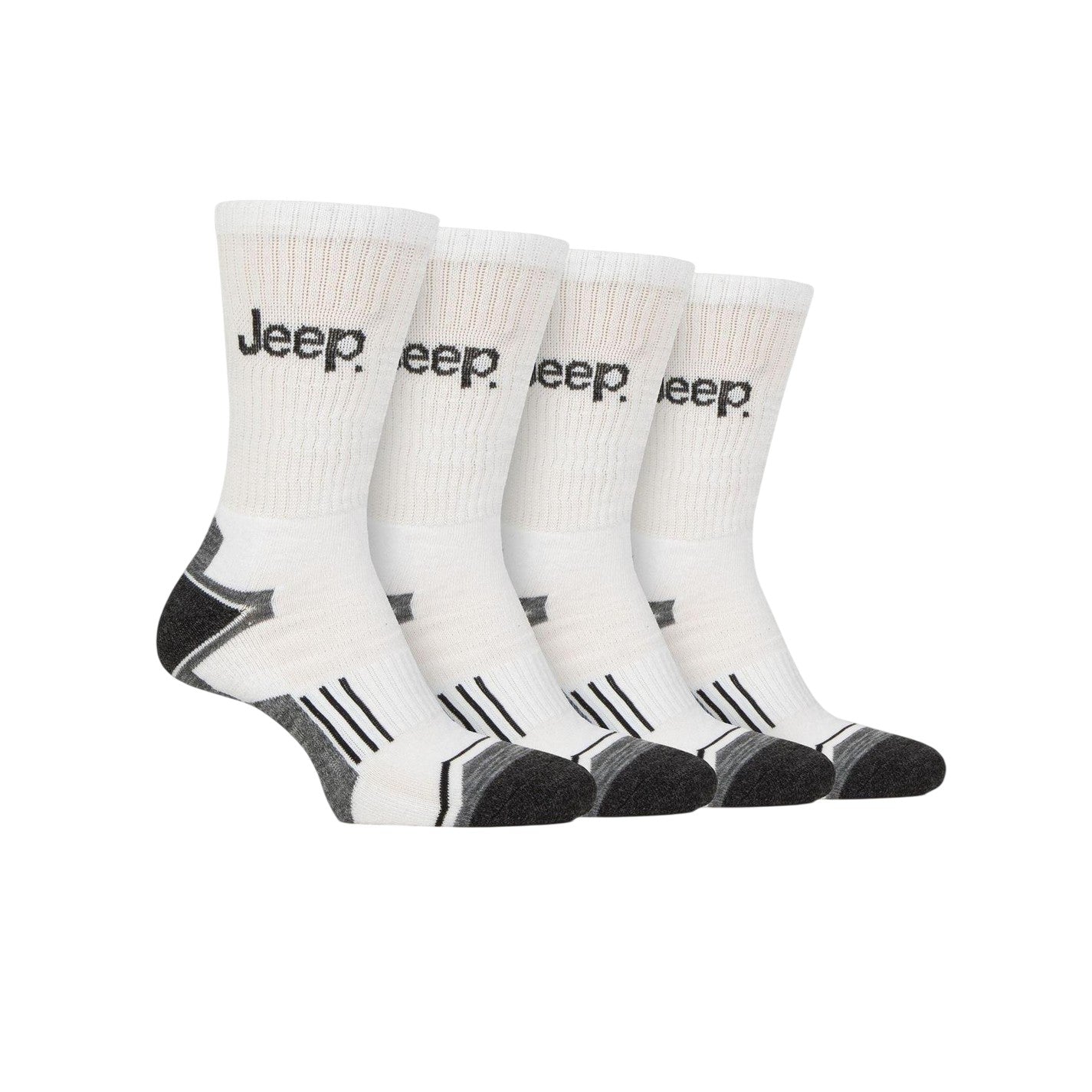 White - Front - Jeep Mens Crew Socks (Pack of 4)