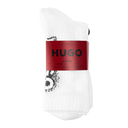 White - Back - Hugo Mens Logo Ankle Socks (Pack of 3)