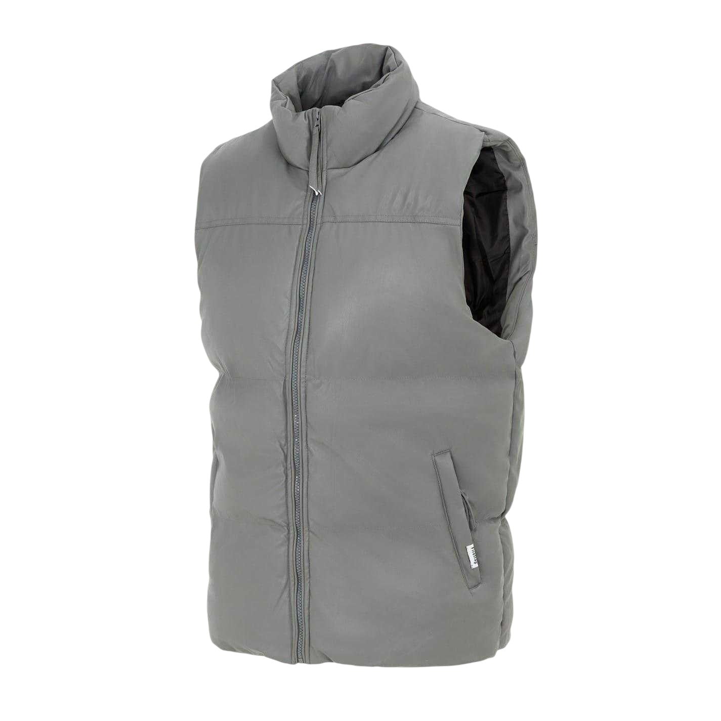 Dark Grey - Side - Firetrap Mens PU Padded Gilet