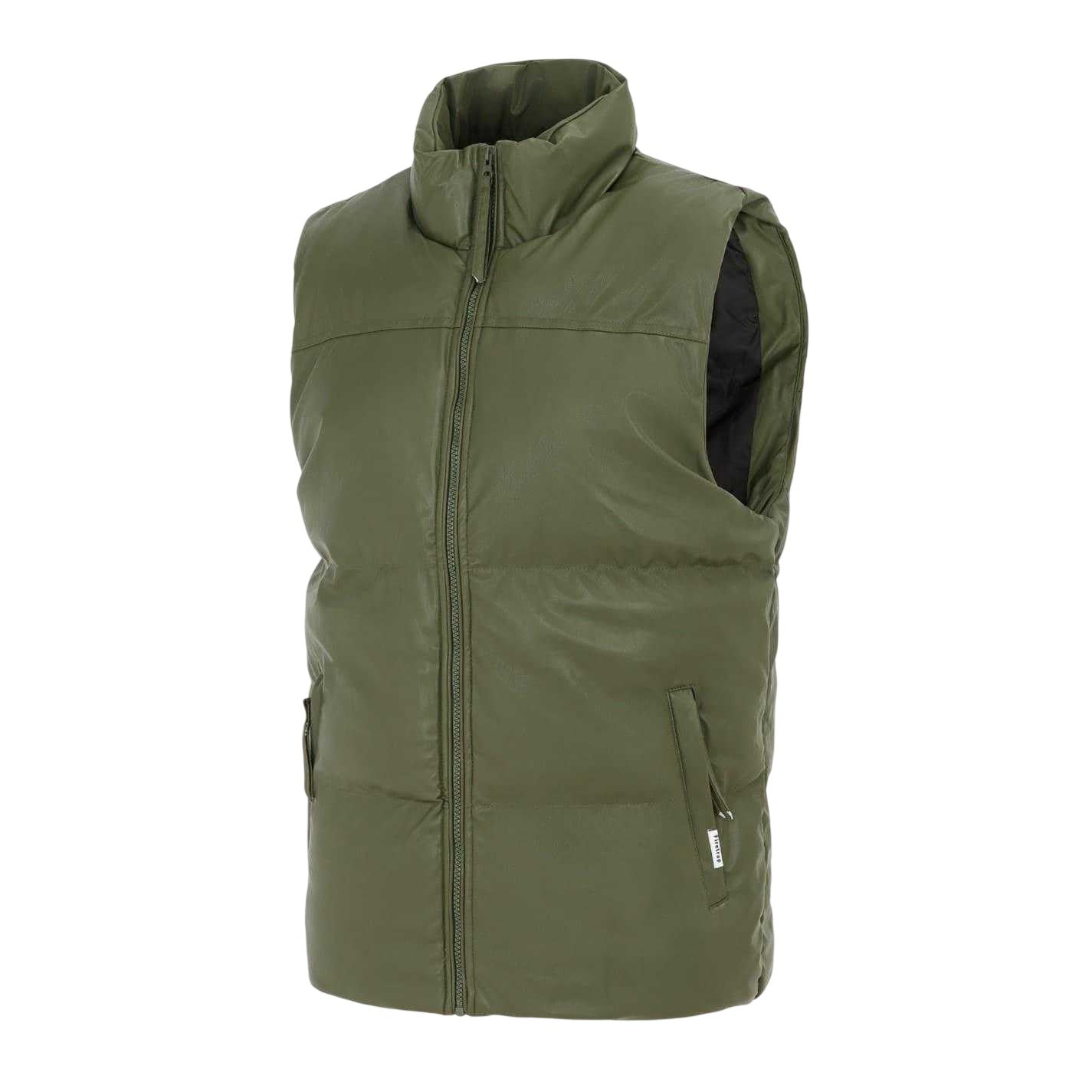 Army Green - Side - Firetrap Mens PU Padded Gilet