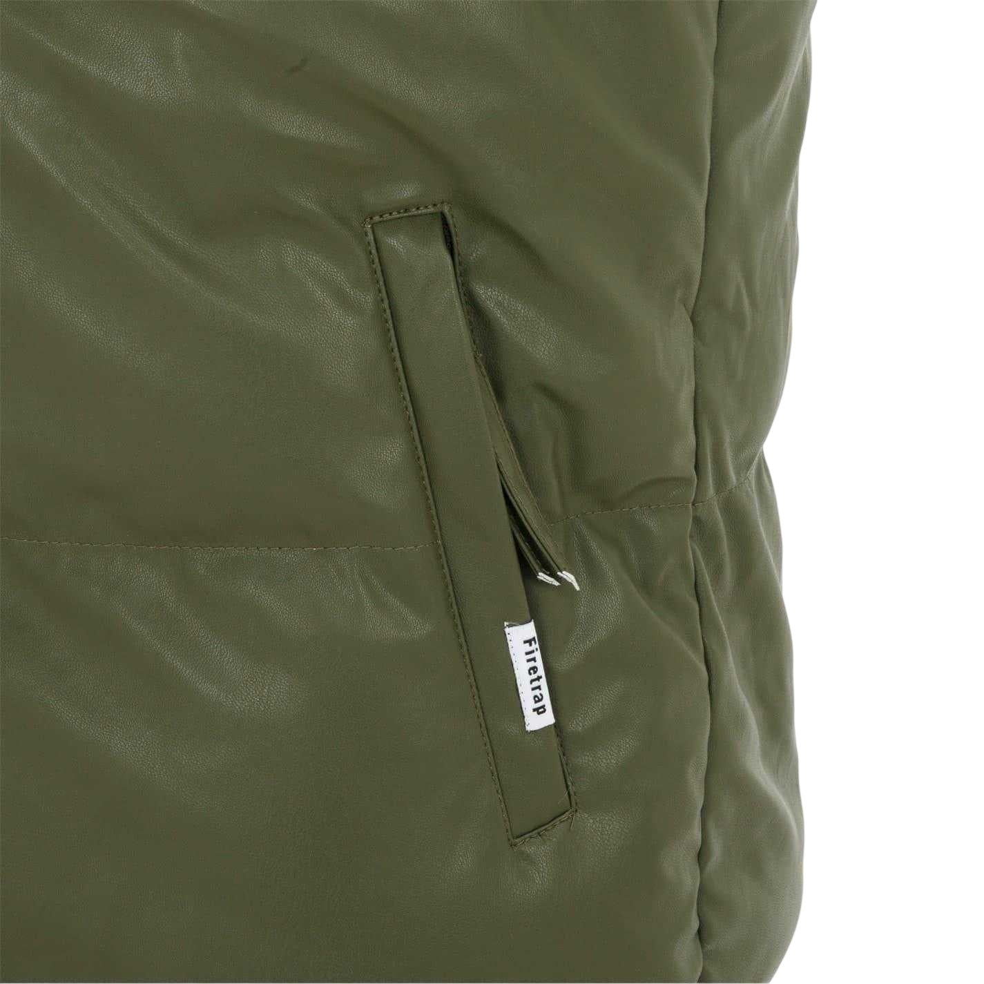 Army Green - Lifestyle - Firetrap Mens PU Padded Gilet