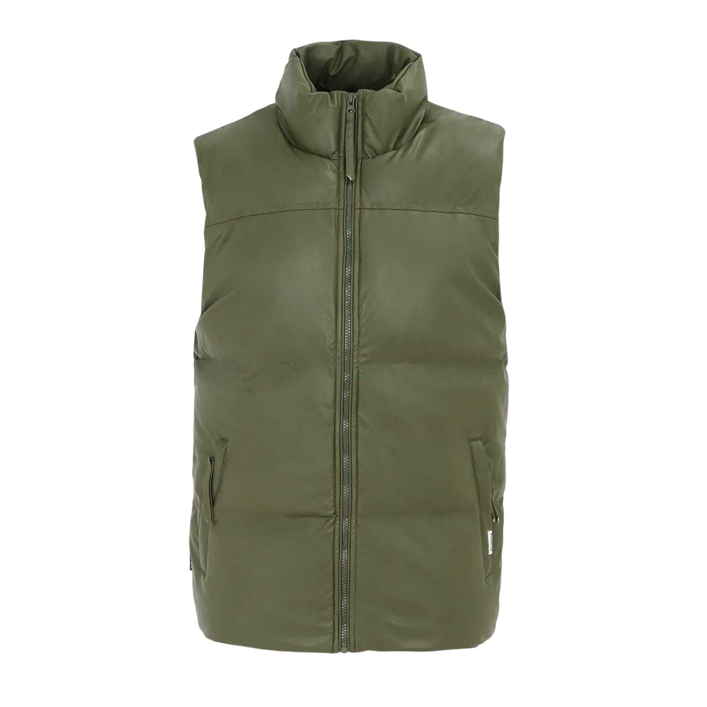Army Green - Front - Firetrap Mens PU Padded Gilet