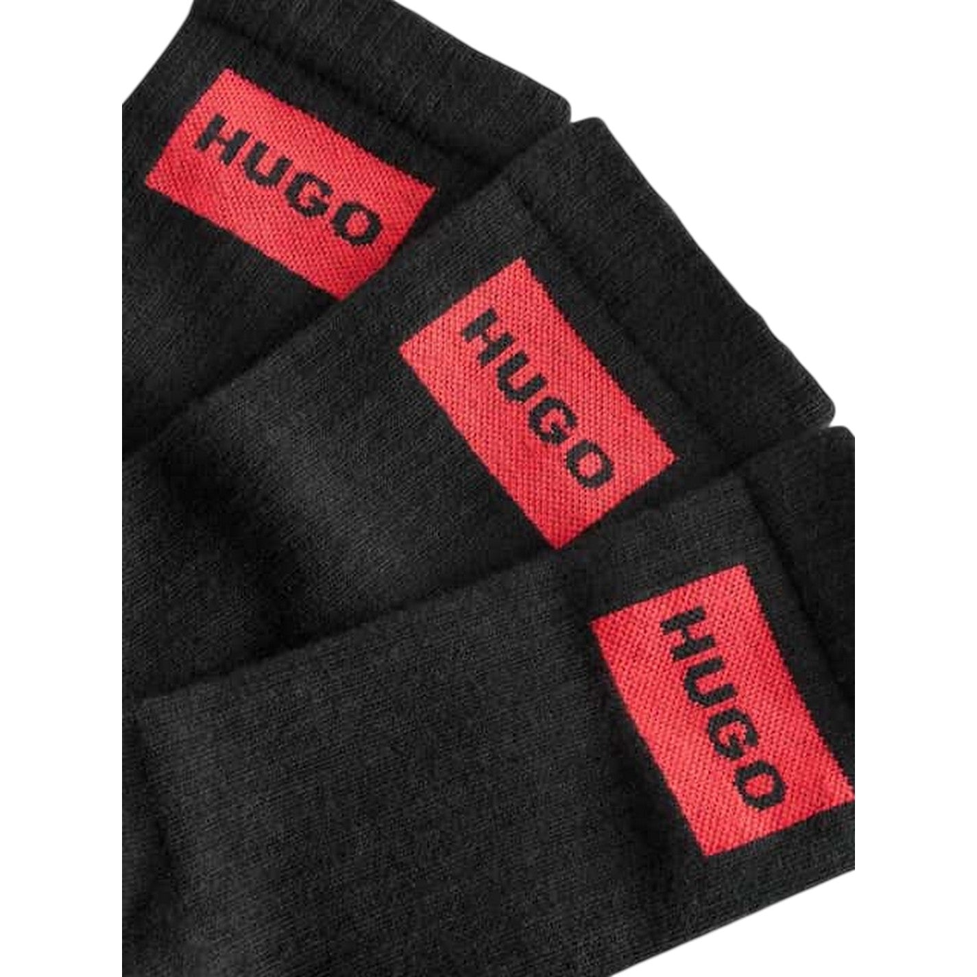 Black - Back - Hugo Mens Box Logo Ankle Socks (Pack of 3)