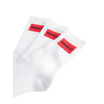 White - Back - Hugo Mens Box Logo Ankle Socks (Pack of 3)
