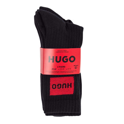Black - Front - Hugo Mens Box Logo Ankle Socks (Pack of 3)