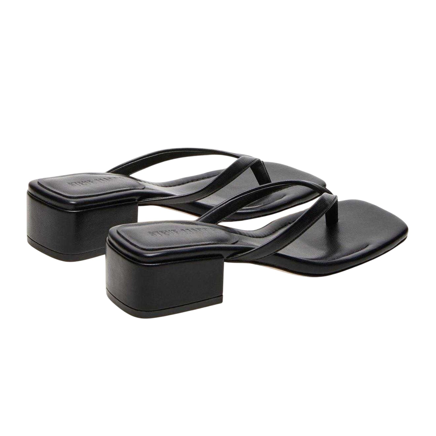 Black - Back - Steve Madden Womens-Ladies Caribbean Leather T-Bar Flip Flops