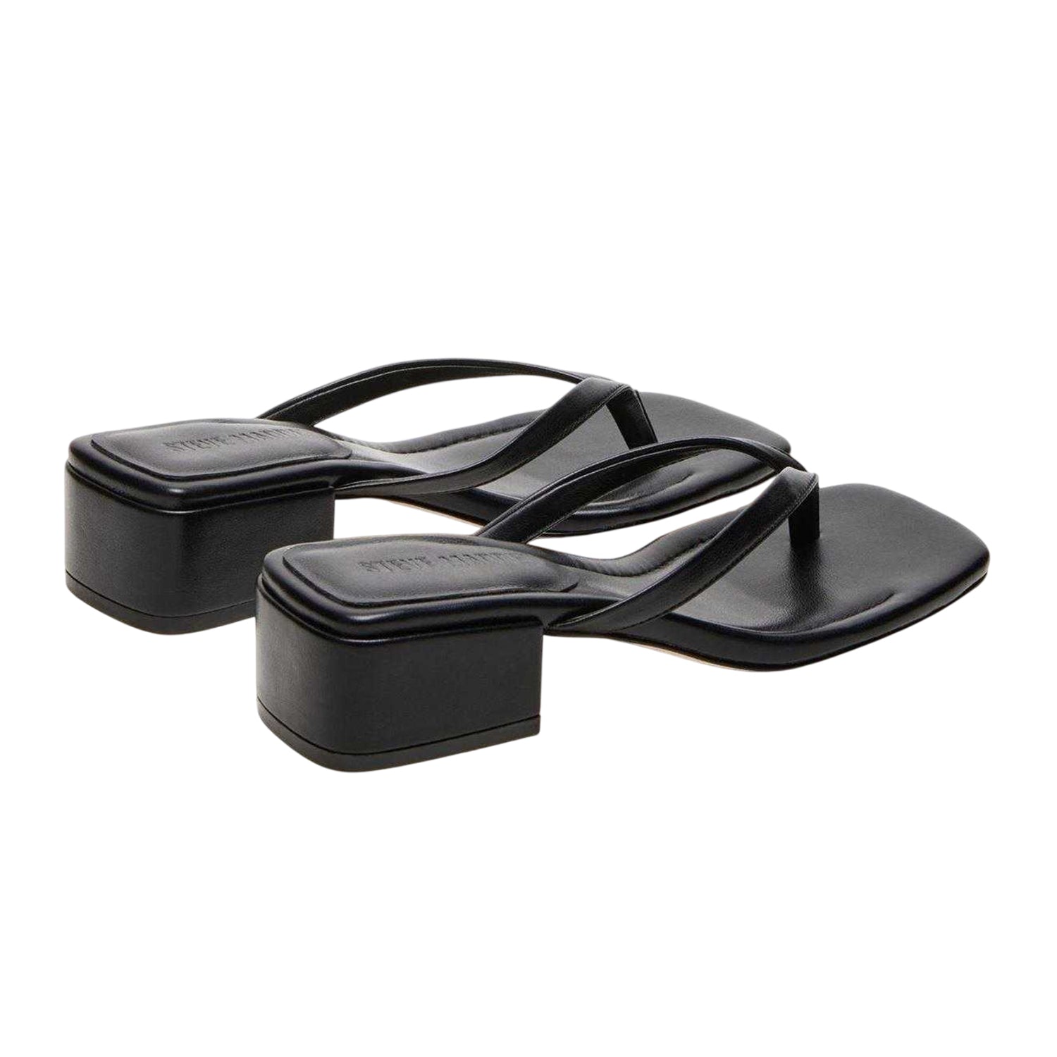 Black - Back - Steve Madden Womens-Ladies Caribbean Leather T-Bar Flip Flops