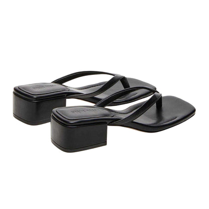 Black - Back - Steve Madden Womens-Ladies Caribbean Leather T-Bar Flip Flops