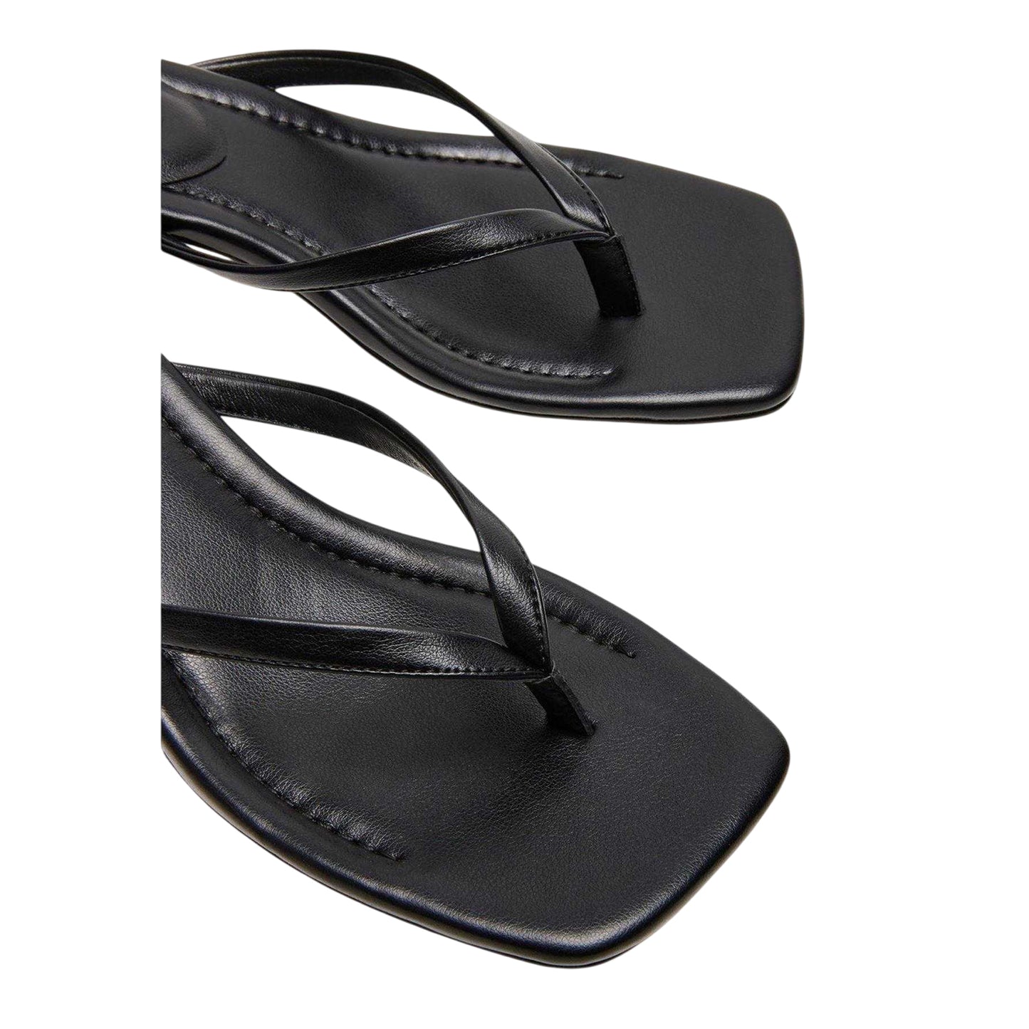 Black - Side - Steve Madden Womens-Ladies Caribbean Leather T-Bar Flip Flops