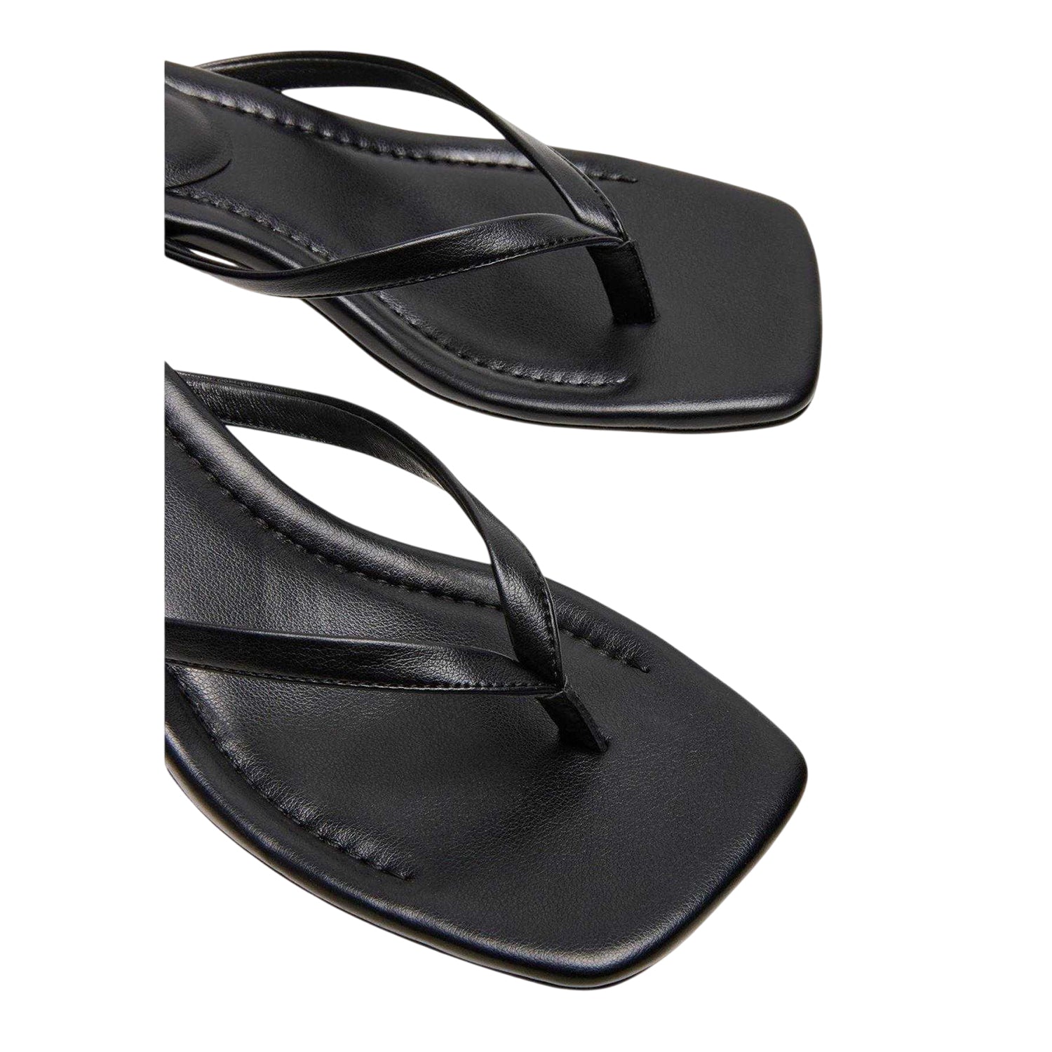 Black - Side - Steve Madden Womens-Ladies Caribbean Leather T-Bar Flip Flops
