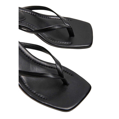 Black - Side - Steve Madden Womens-Ladies Caribbean Leather T-Bar Flip Flops