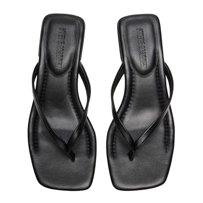 Black - Lifestyle - Steve Madden Womens-Ladies Caribbean Leather T-Bar Flip Flops