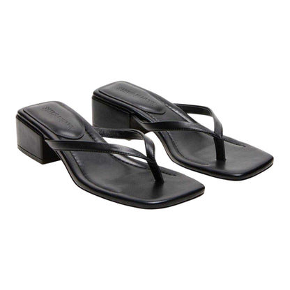 Black - Pack Shot - Steve Madden Womens-Ladies Caribbean Leather T-Bar Flip Flops