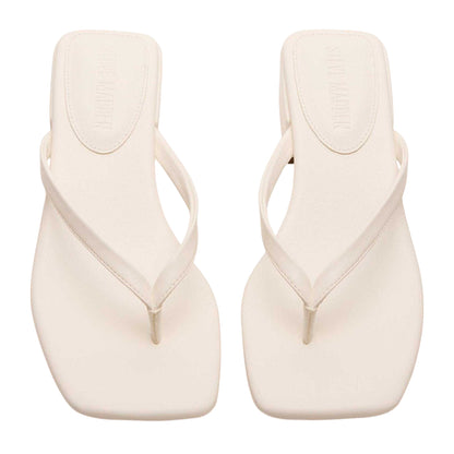 White - Side - Steve Madden Womens-Ladies Caribbean Leather T-Bar Flip Flops