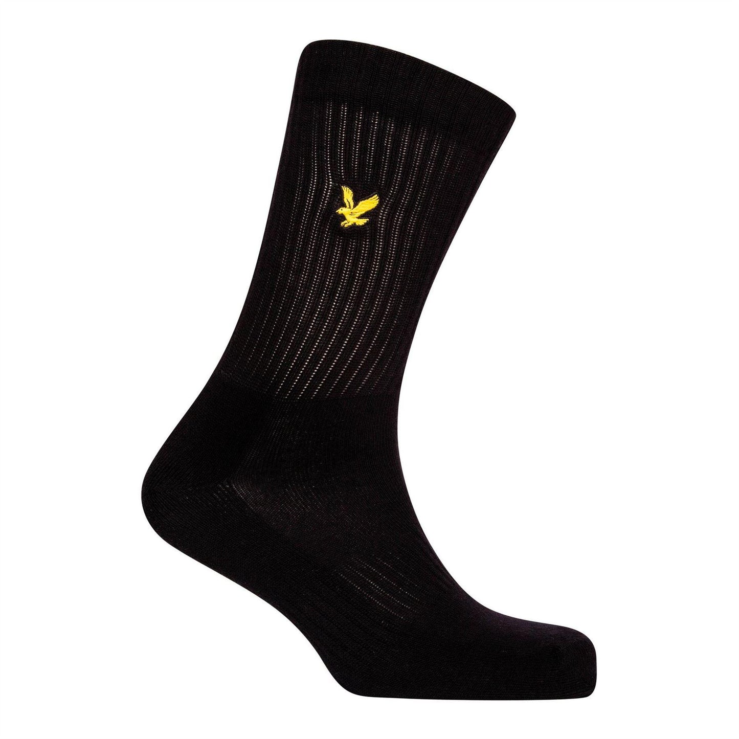 Black - Back - Lyle & Scott Mens Embroidered Logo Crew Socks (Pack of 3)