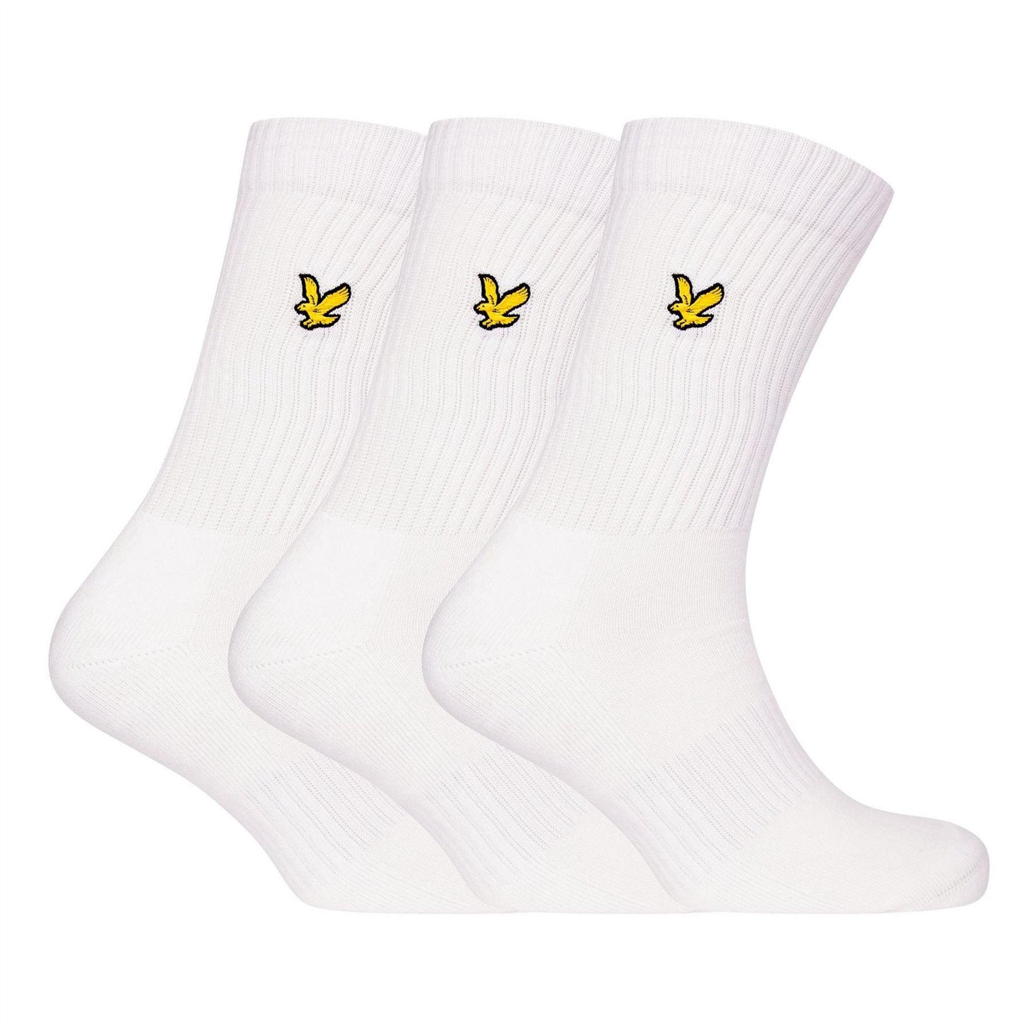 Bright White - Front - Lyle & Scott Mens Embroidered Logo Crew Socks (Pack of 3)