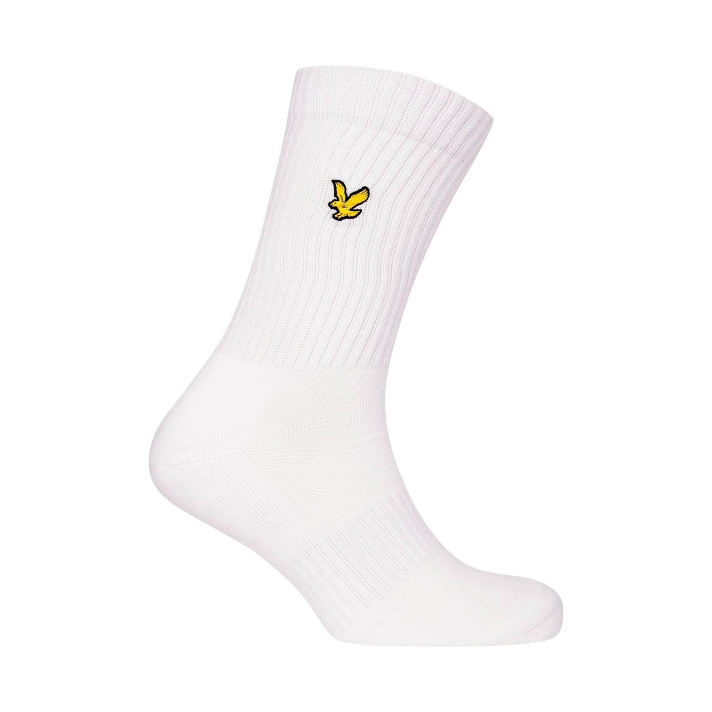 Bright White - Back - Lyle & Scott Mens Embroidered Logo Crew Socks (Pack of 3)