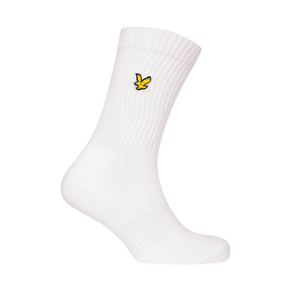 Bright White - Back - Lyle & Scott Mens Embroidered Logo Crew Socks (Pack of 3)
