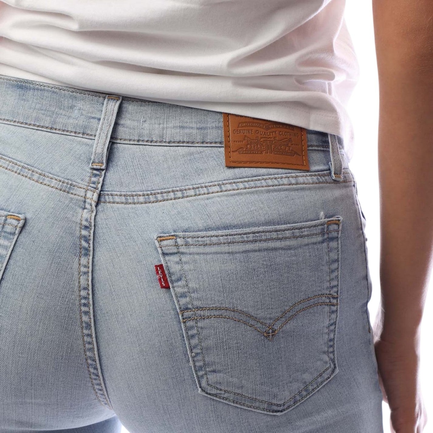 Blue - Side - Levis Womens-Ladies Denim High Rise Straight Leg Jeans