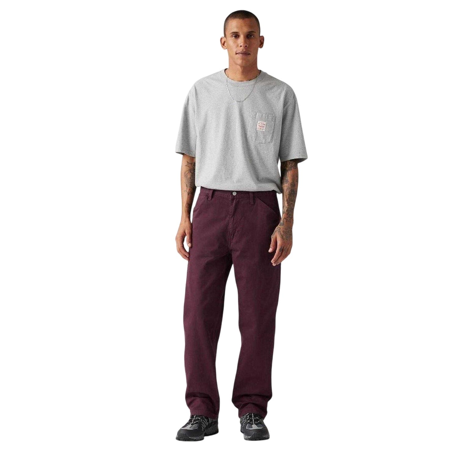 Deep Burgundy - Side - Levis Mens Denim Carpenter Mid Rise Jeans