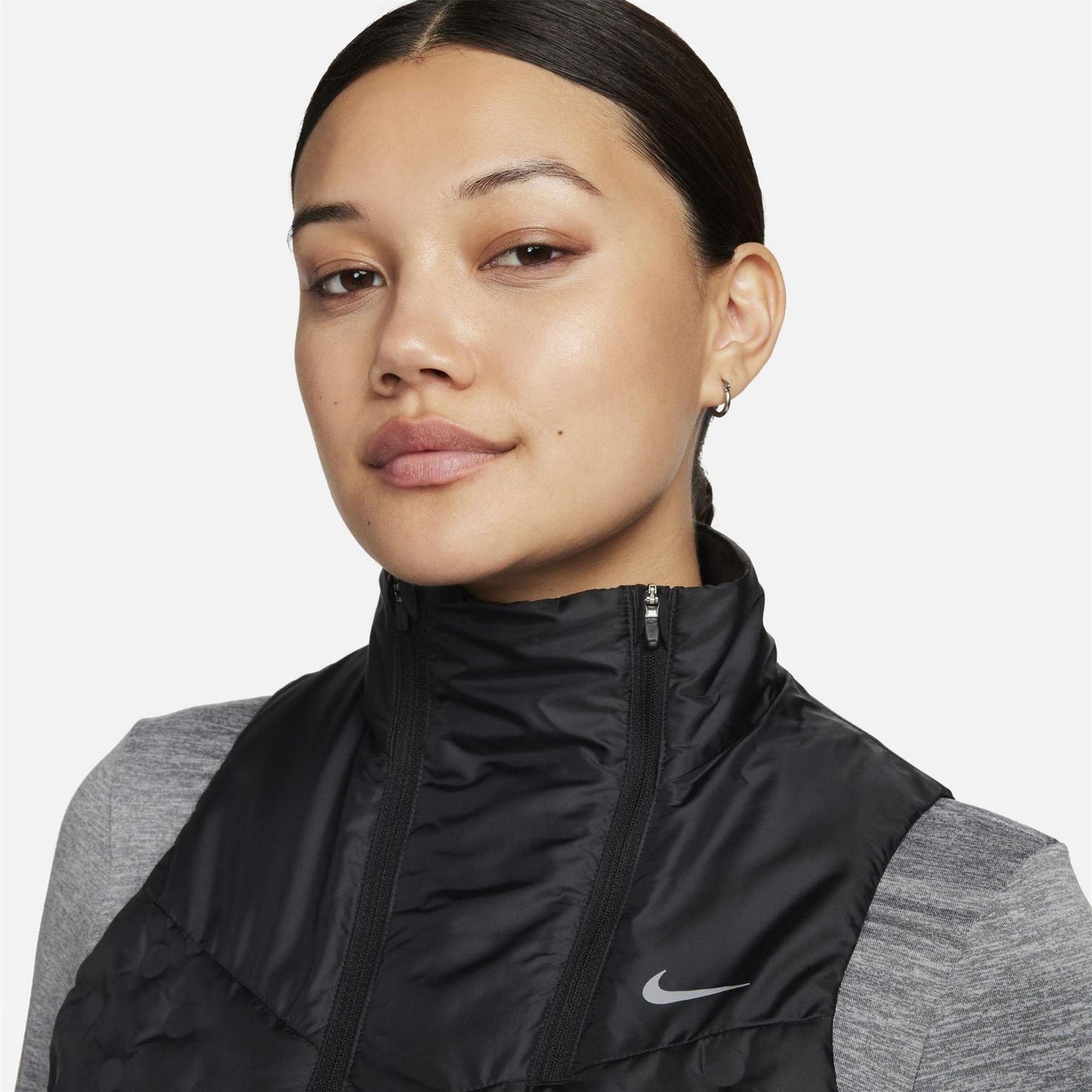 Black - Side - Nike Womens-Ladies Repel Aeroloft Therma-Fit Gilet