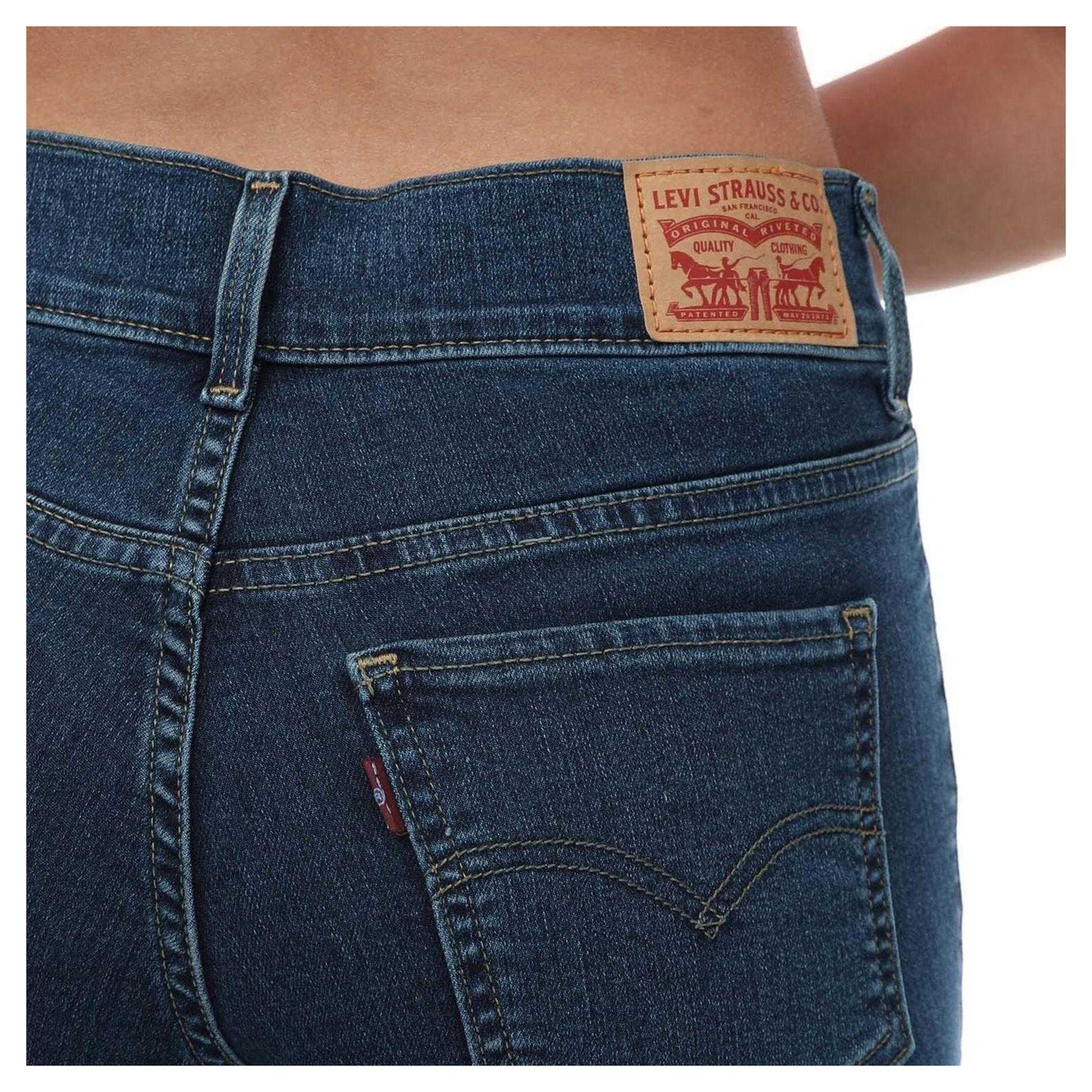 Dark Blue - Side - Levis Womens-Ladies 311 Denim Split Hem Shaping Skinny Jeans
