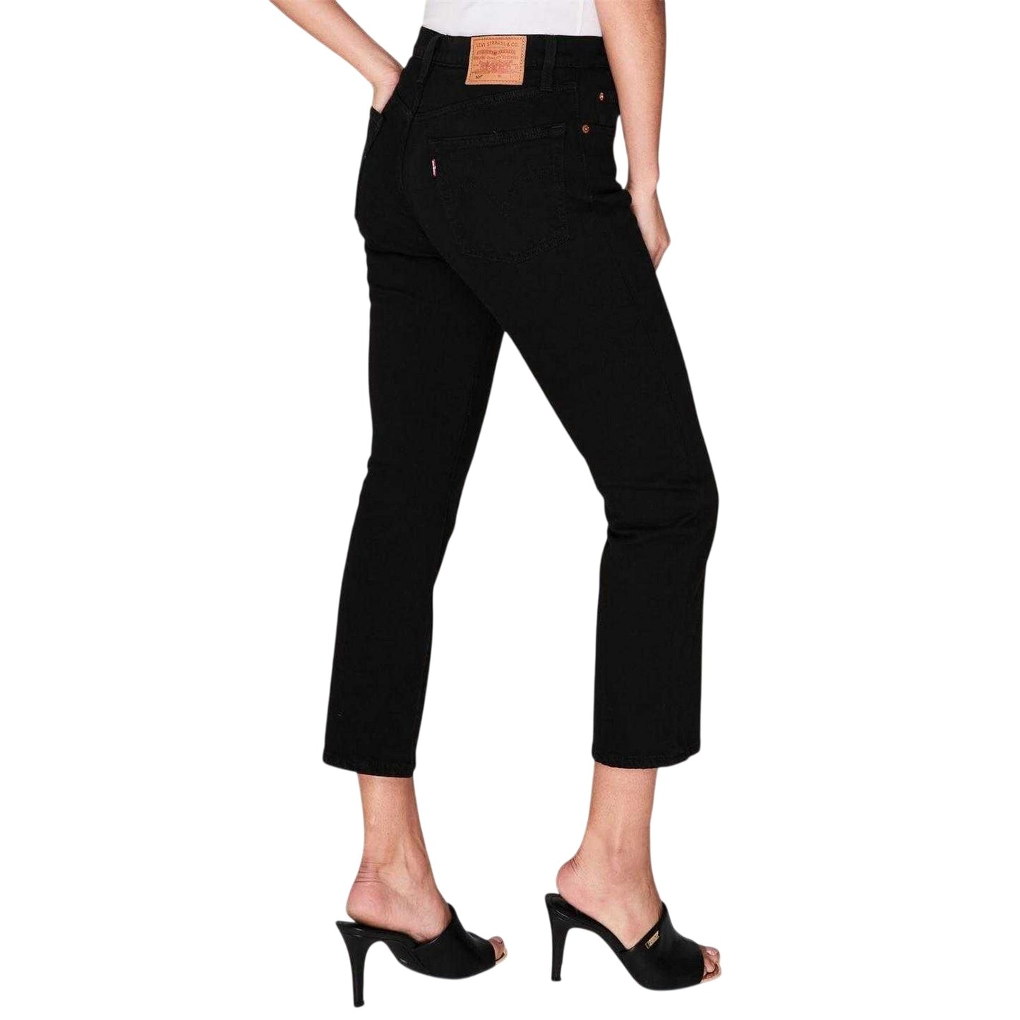 Black - Side - Levis Womens-Ladies Cotton Cropped Ankle Grazer Jeans