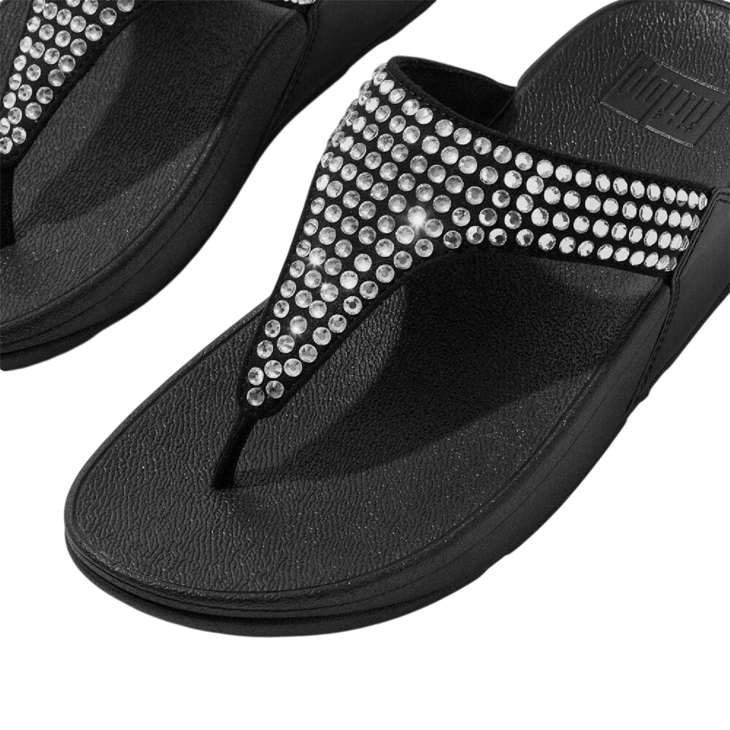 Black - Pack Shot - Fit Flop Womens-Ladies Lulu Maxi Crystal Sandals