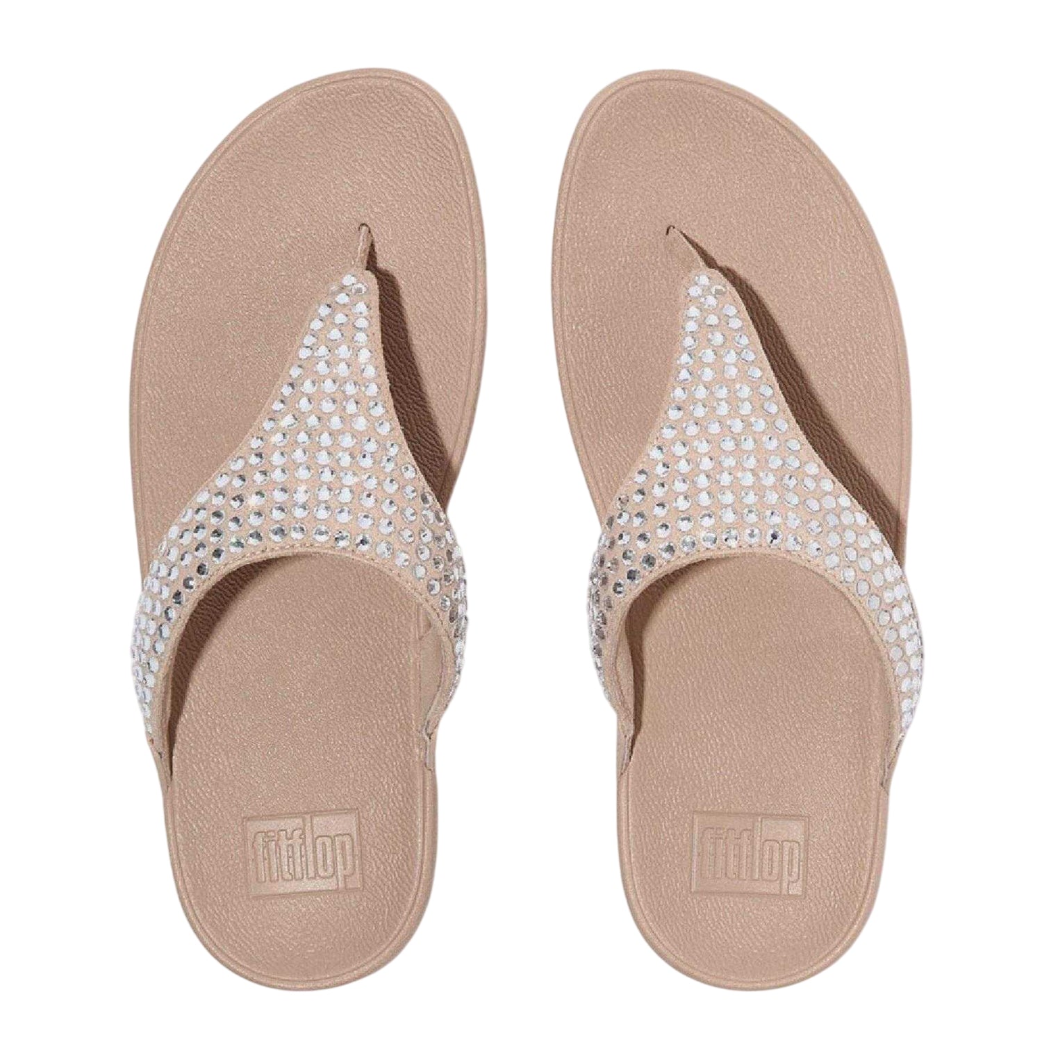 Beige - Side - Fit Flop Womens-Ladies Lulu Maxi Crystal Sandals