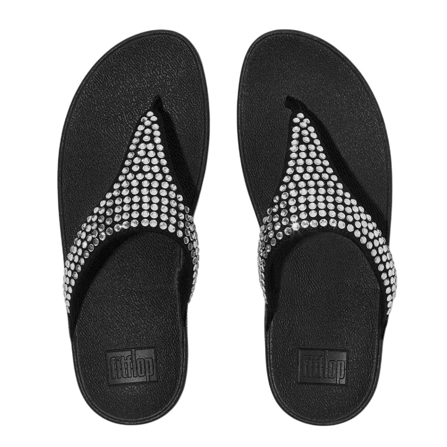 Black - Side - Fit Flop Womens-Ladies Lulu Maxi Crystal Sandals