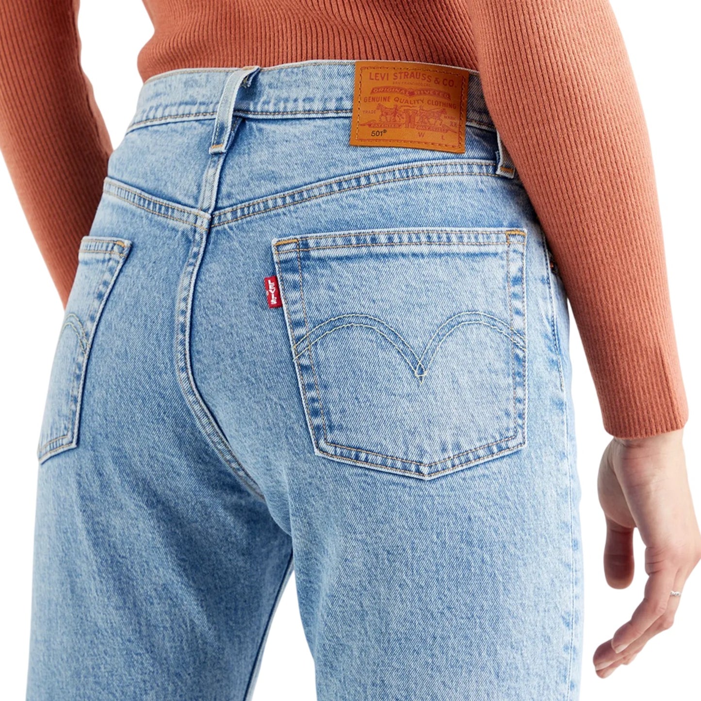 Light Blue - Side - Levis Womens-Ladies 501 Straight Ankle Grazer Jeans