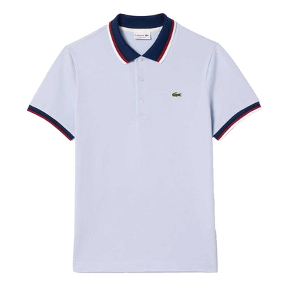 Blue - Front - Lacoste Mens Mini Pique Stretch Regular Polo Shirt