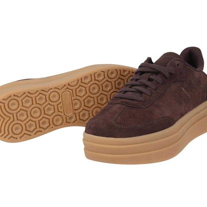 Brown-White-Gum - Side - Jack Wills Womens-Ladies Newbury Suede Platform Trainers