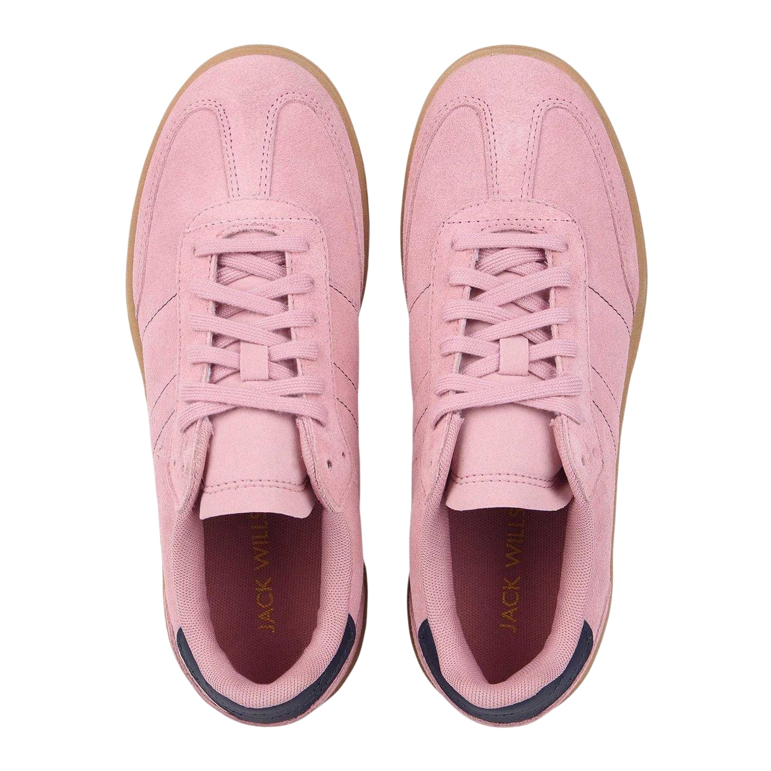 Pink-Navy-Gum - Lifestyle - Jack Wills Womens-Ladies Newbury Suede Platform Trainers