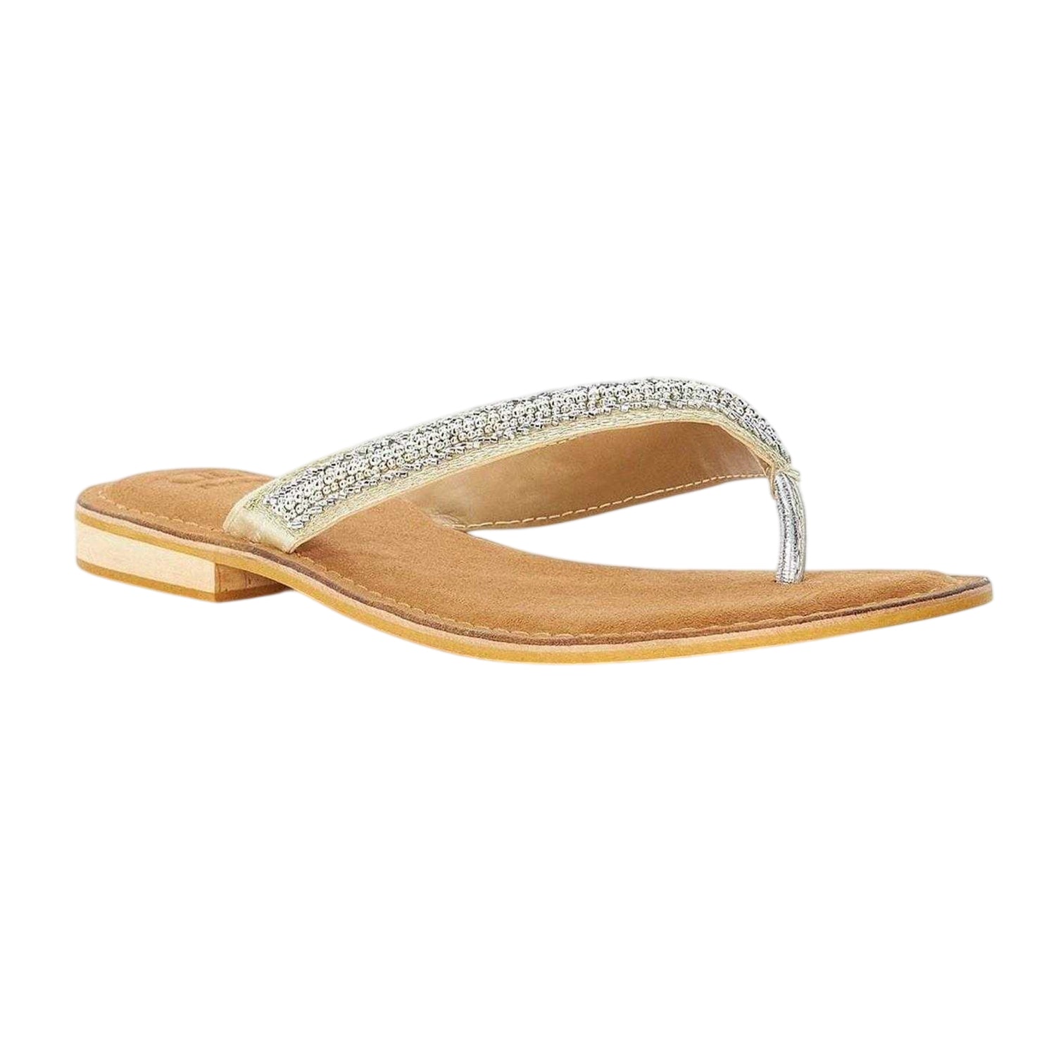 Tan - Side - Dune London Womens-Ladies Labyrinth Beaded Suede Summer Sandals