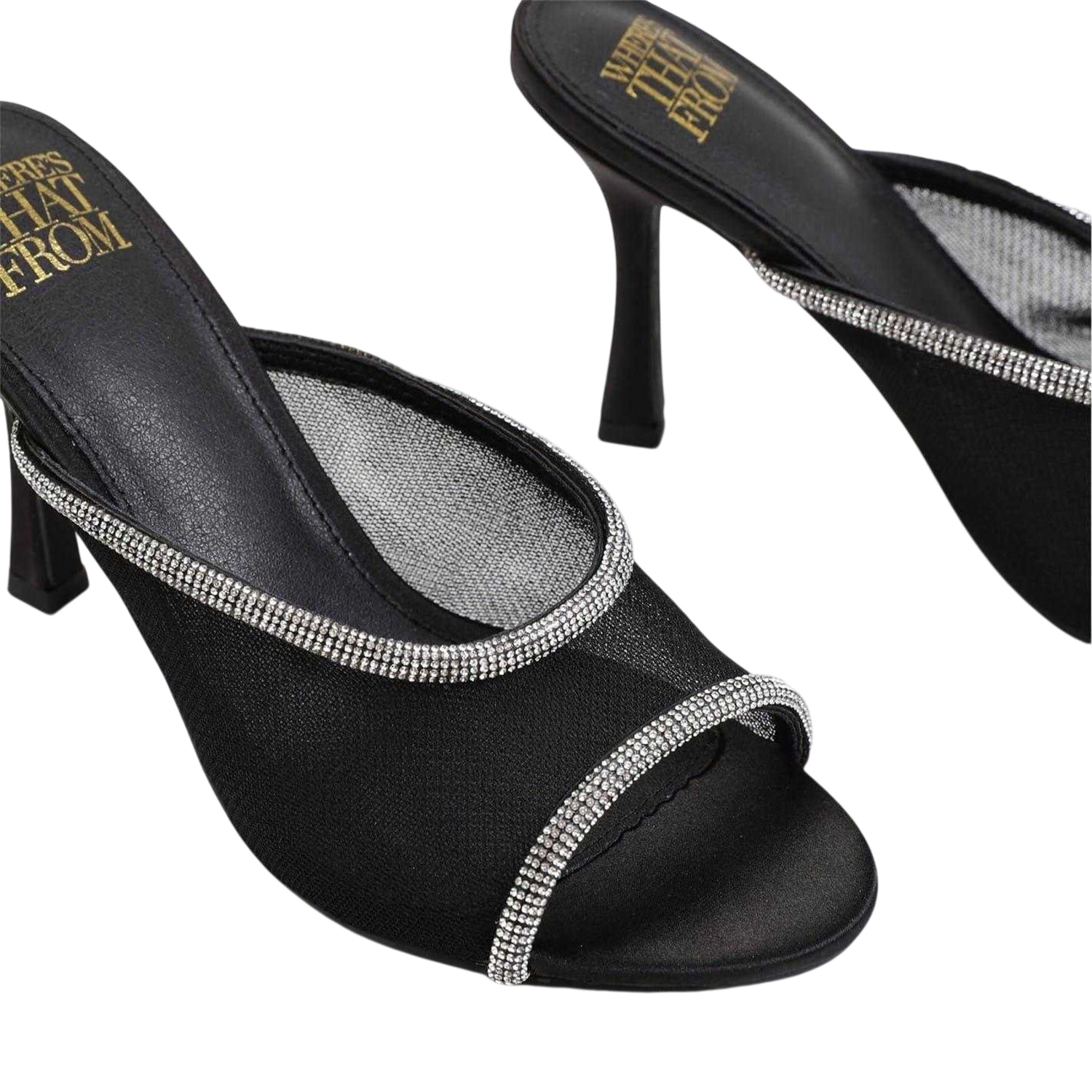 Black - Side - Where´s That From Womens-Ladies High Heel Mules