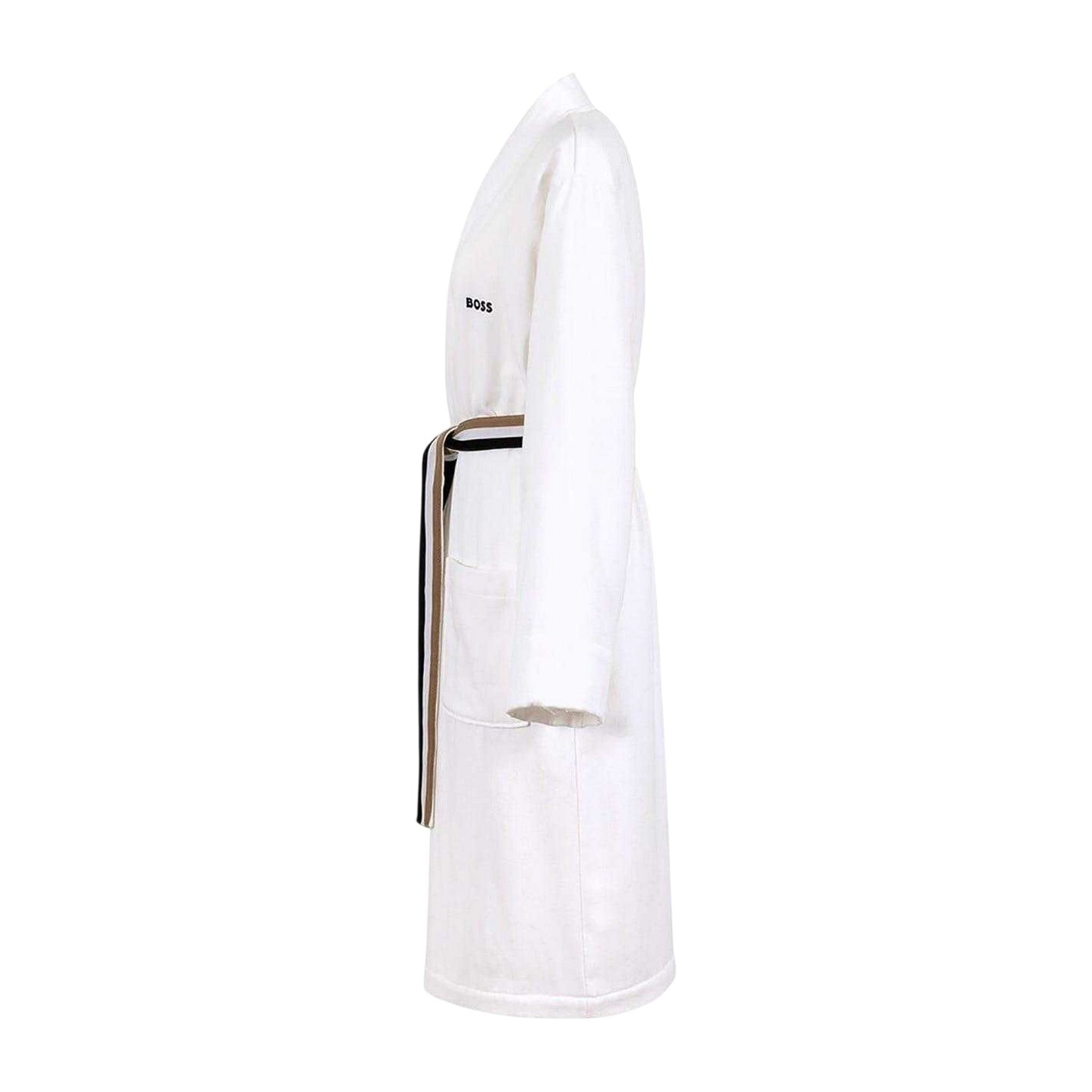 White - Side - Boss Womens-Ladies Blinea Stripe Detail Kimono Robe