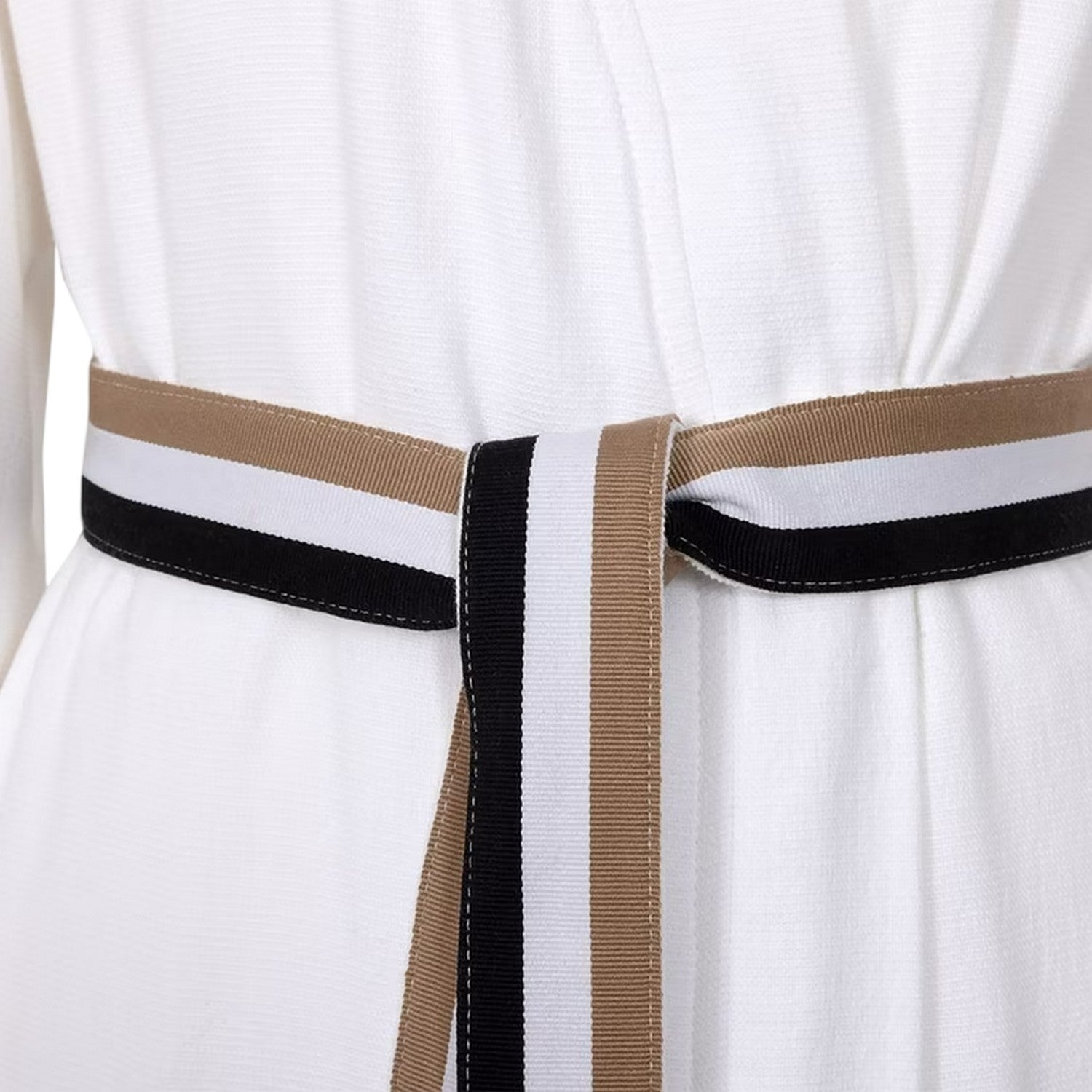 White - Lifestyle - Boss Womens-Ladies Blinea Stripe Detail Kimono Robe