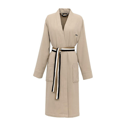 Beige - Front - Boss Womens-Ladies Blinea Stripe Detail Kimono Robe