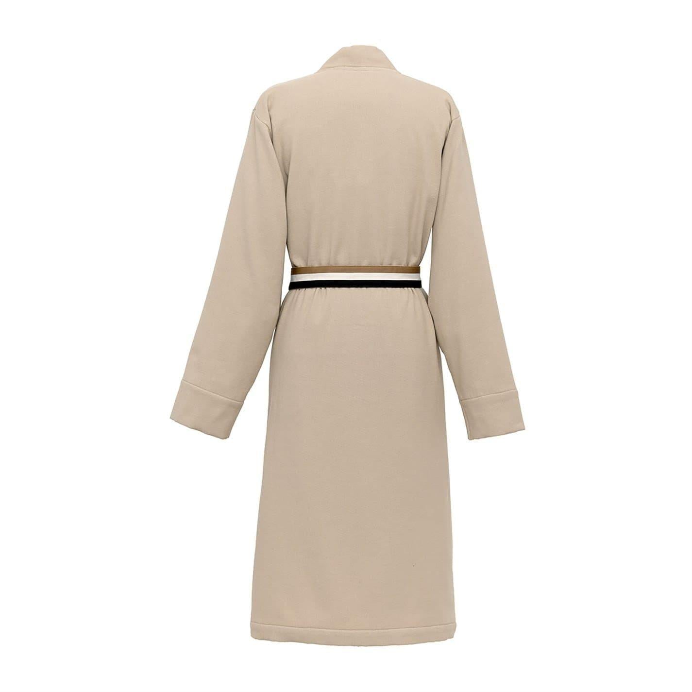 Beige - Back - Boss Womens-Ladies Blinea Stripe Detail Kimono Robe