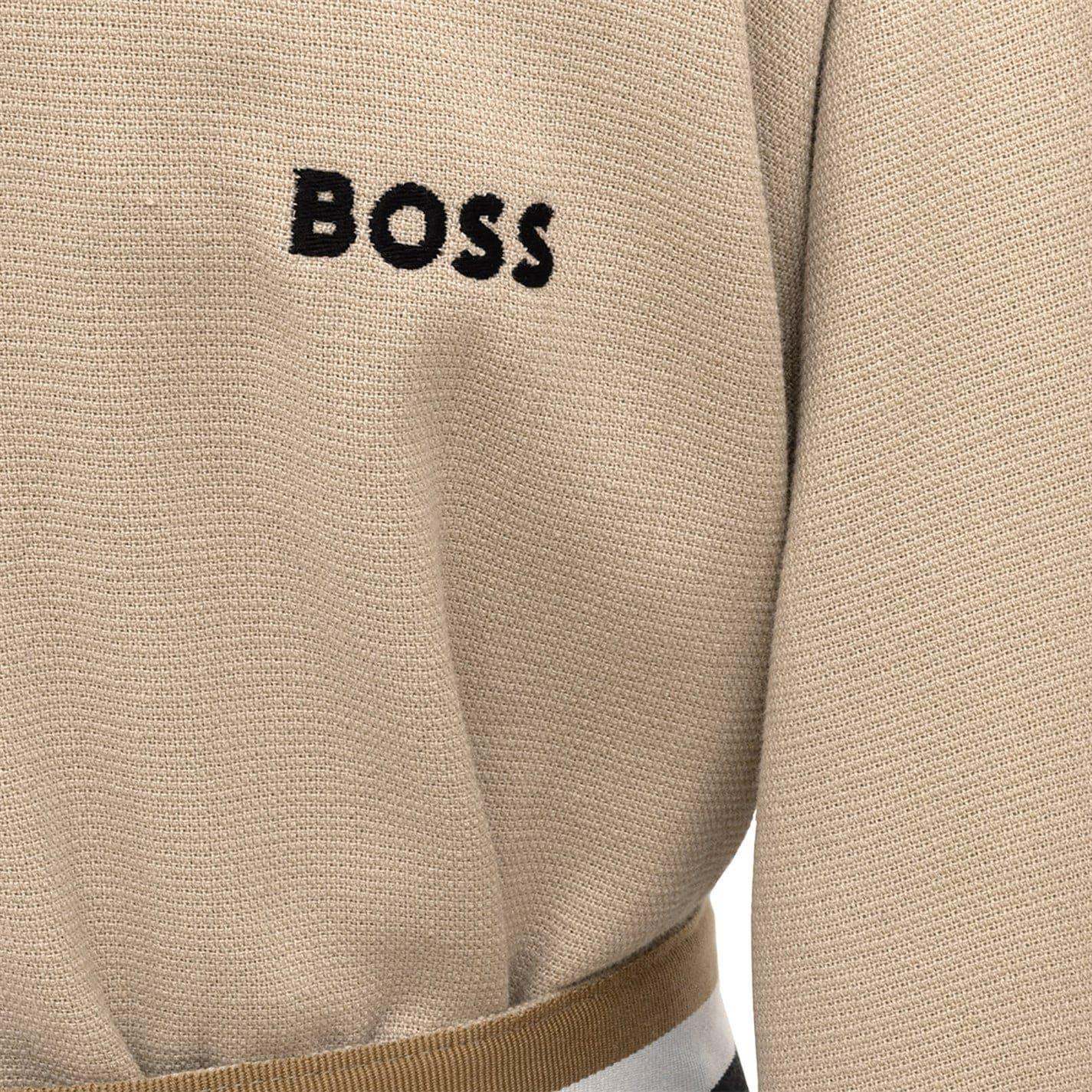 Beige - Side - Boss Womens-Ladies Blinea Stripe Detail Kimono Robe
