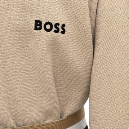Beige - Side - Boss Womens-Ladies Blinea Stripe Detail Kimono Robe