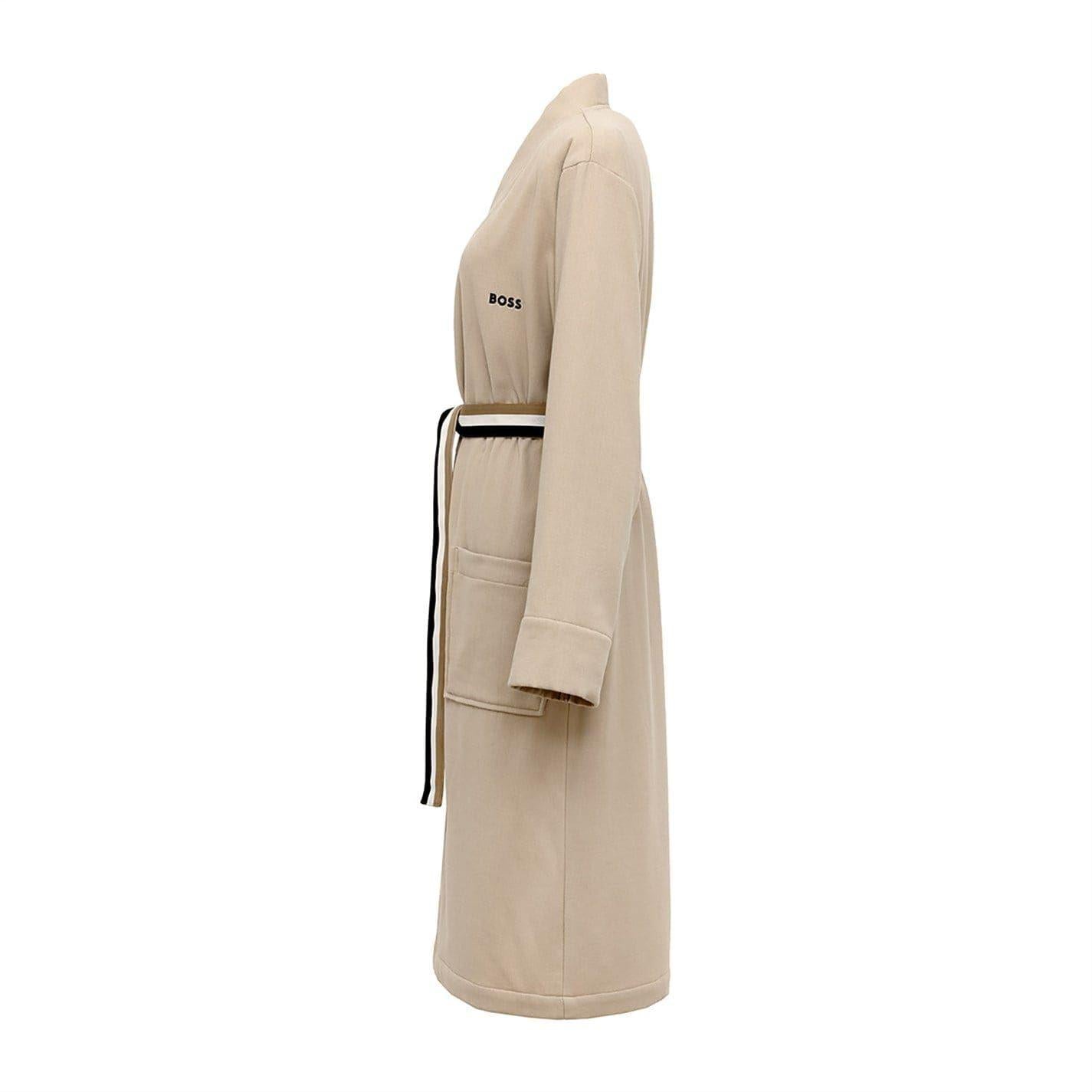 Beige - Pack Shot - Boss Womens-Ladies Blinea Stripe Detail Kimono Robe