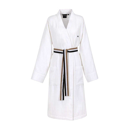 White - Front - Boss Womens-Ladies Blinea Stripe Detail Kimono Robe